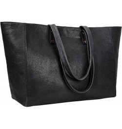 Gift For Mothers Day Avery Leather Tote/Top Handle Shoulder Bag for Women Washed Black $38.95 Shoulder Bags