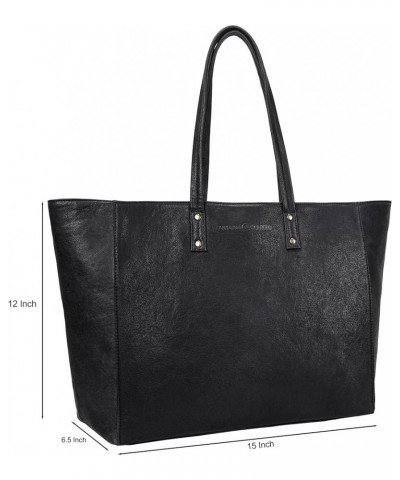 Gift For Mothers Day Avery Leather Tote/Top Handle Shoulder Bag for Women Washed Black $38.95 Shoulder Bags