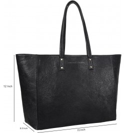 Gift For Mothers Day Avery Leather Tote/Top Handle Shoulder Bag for Women Washed Black $38.95 Shoulder Bags