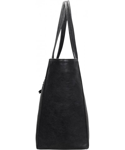 Gift For Mothers Day Avery Leather Tote/Top Handle Shoulder Bag for Women Washed Black $38.95 Shoulder Bags