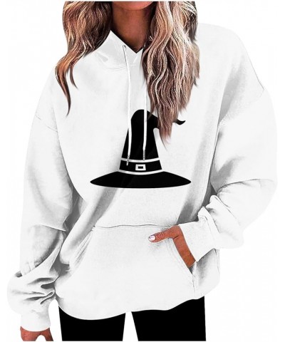 Workout Tops for Women Halloween Print Fall and Winter Sweatshirt Long Sleeve Comfy Pullover Tops Loose Hoodies 1-white $9.49...