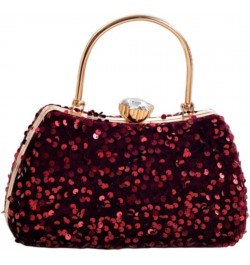 Small Sequins Clutch Purse Top Handle Evening Handbag Mini Square Shoulder Crossbody Bag E-burgundy $15.07 Evening Bags