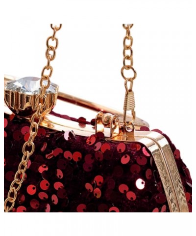 Small Sequins Clutch Purse Top Handle Evening Handbag Mini Square Shoulder Crossbody Bag E-burgundy $15.07 Evening Bags