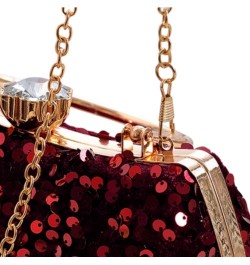 Small Sequins Clutch Purse Top Handle Evening Handbag Mini Square Shoulder Crossbody Bag E-burgundy $15.07 Evening Bags