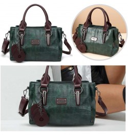 Adjustable Strap 3 Layer Stylish Tote Handbag Solid Color Women Retro Crossbody Bag PU Large Capacity Messenger Bag Green $17...