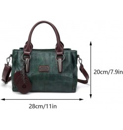 Adjustable Strap 3 Layer Stylish Tote Handbag Solid Color Women Retro Crossbody Bag PU Large Capacity Messenger Bag Green $17...