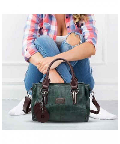 Adjustable Strap 3 Layer Stylish Tote Handbag Solid Color Women Retro Crossbody Bag PU Large Capacity Messenger Bag Green $17...