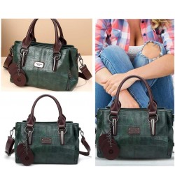 Adjustable Strap 3 Layer Stylish Tote Handbag Solid Color Women Retro Crossbody Bag PU Large Capacity Messenger Bag Green $17...