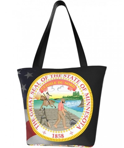 State Seal Of Minnesota Fashion Shoulder Bag Large Capacity For Man Or Woman $18.01 Totes