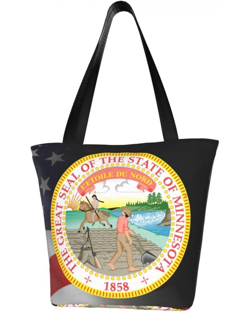 State Seal Of Minnesota Fashion Shoulder Bag Large Capacity For Man Or Woman $18.01 Totes