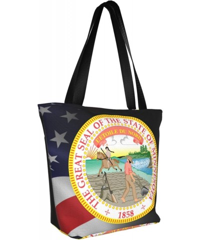 State Seal Of Minnesota Fashion Shoulder Bag Large Capacity For Man Or Woman $18.01 Totes