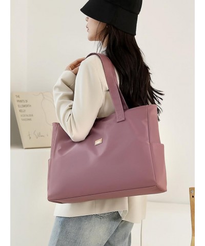 Tote Bag Women Solid Color Waterproof Nylon Tote Bag Versatile Shoulder Bag Large Capacity Handbag Black $23.83 Totes