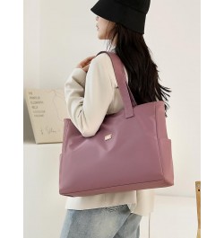 Tote Bag Women Solid Color Waterproof Nylon Tote Bag Versatile Shoulder Bag Large Capacity Handbag Black $23.83 Totes