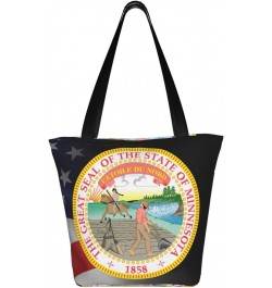 State Seal Of Minnesota Fashion Shoulder Bag Large Capacity For Man Or Woman $18.01 Totes