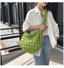 Quilted Puffer Tote Bags for Women Lightweight Quilted Padding Shoulder Bag Satchel Handbag Zip Puffer Bag Green L-white $11....