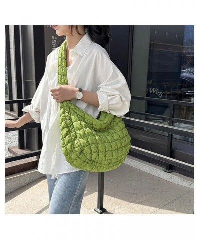 Quilted Puffer Tote Bags for Women Lightweight Quilted Padding Shoulder Bag Satchel Handbag Zip Puffer Bag Green L-white $11....