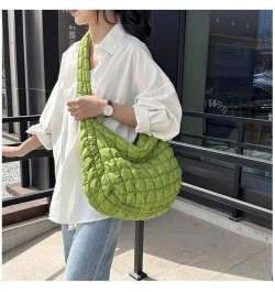 Quilted Puffer Tote Bags for Women Lightweight Quilted Padding Shoulder Bag Satchel Handbag Zip Puffer Bag Green L-white $11....