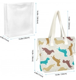 Colored Dachshunds Dog Beach Tote Bag, 2 in 1 Clear Shoulder Bag Handbag for Women $14.88 Totes