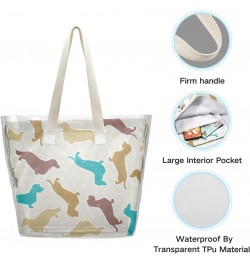 Colored Dachshunds Dog Beach Tote Bag, 2 in 1 Clear Shoulder Bag Handbag for Women $14.88 Totes