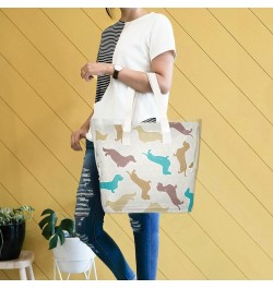 Colored Dachshunds Dog Beach Tote Bag, 2 in 1 Clear Shoulder Bag Handbag for Women $14.88 Totes