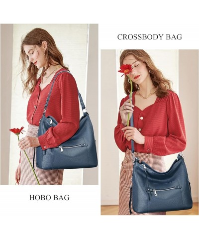 Hobo Purses and Handbags for Women Genuine Leather Shoulder Bag Crossbody Purse 02-indigo Blue $52.07 Hobo Bags