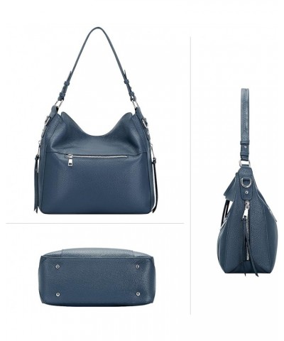 Hobo Purses and Handbags for Women Genuine Leather Shoulder Bag Crossbody Purse 02-indigo Blue $52.07 Hobo Bags