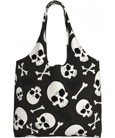 Halloween Ghosts Single Shoulder Commuter Canvas Tote Bags For Women And Men Halloween Skulls8 $11.21 Totes