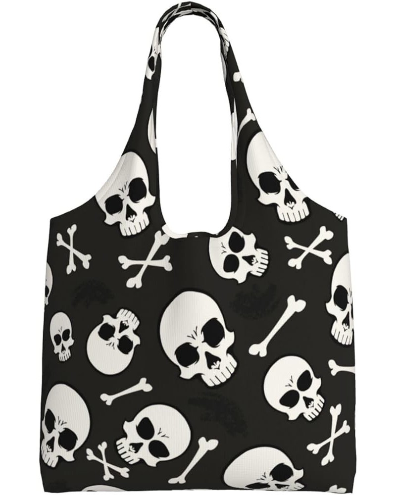 Halloween Ghosts Single Shoulder Commuter Canvas Tote Bags For Women And Men Halloween Skulls8 $11.21 Totes