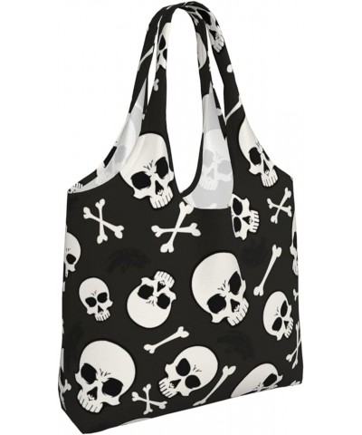 Halloween Ghosts Single Shoulder Commuter Canvas Tote Bags For Women And Men Halloween Skulls8 $11.21 Totes