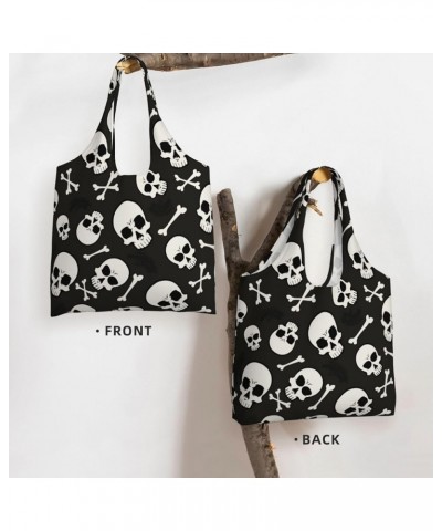 Halloween Ghosts Single Shoulder Commuter Canvas Tote Bags For Women And Men Halloween Skulls8 $11.21 Totes