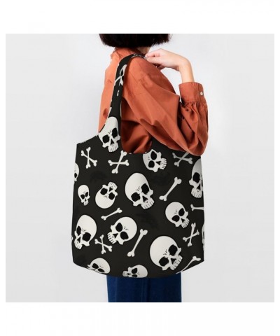 Halloween Ghosts Single Shoulder Commuter Canvas Tote Bags For Women And Men Halloween Skulls8 $11.21 Totes