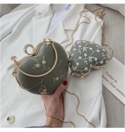 Embroidery Flowers Design Women Heart Clutch Evening Bags Gold Chain Shoulder Bags Girls Handbags Purses for Ladies Party Bag...