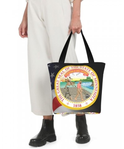 State Seal Of Minnesota Fashion Shoulder Bag Large Capacity For Man Or Woman $18.01 Totes