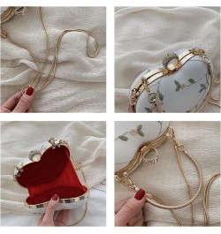 Embroidery Flowers Design Women Heart Clutch Evening Bags Gold Chain Shoulder Bags Girls Handbags Purses for Ladies Party Bag...