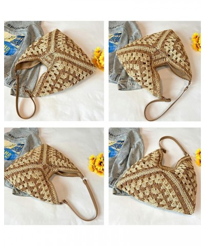 Straw Beach Bags for Women Retro Hobo Bag Shoulder Bag Designer Ladies Beach Bag for Holiday Work Daily Use Khaki $26.75 Totes