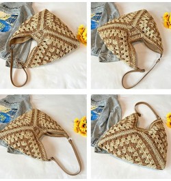 Straw Beach Bags for Women Retro Hobo Bag Shoulder Bag Designer Ladies Beach Bag for Holiday Work Daily Use Khaki $26.75 Totes