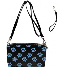 South Indian Navajo Small Crossbody Bag Womens Leather Shoulder Bag Wristlet Purse Handbag with Zipper Blue Tie Dye Dog Paw $...