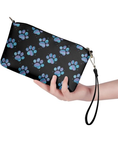 South Indian Navajo Small Crossbody Bag Womens Leather Shoulder Bag Wristlet Purse Handbag with Zipper Blue Tie Dye Dog Paw $...