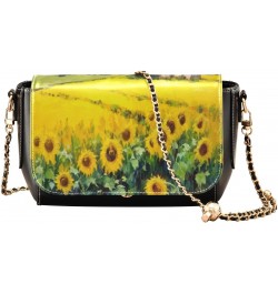 Countryside Sunflowers Leather Crossbody Bag for Women Small Handbag with Chain Strap, Flip-Top Crossbody Purse $21.59 Crossb...