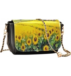 Countryside Sunflowers Leather Crossbody Bag for Women Small Handbag with Chain Strap, Flip-Top Crossbody Purse $21.59 Crossb...