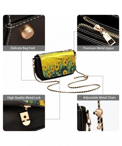 Countryside Sunflowers Leather Crossbody Bag for Women Small Handbag with Chain Strap, Flip-Top Crossbody Purse $21.59 Crossb...