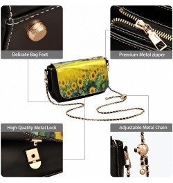 Countryside Sunflowers Leather Crossbody Bag for Women Small Handbag with Chain Strap, Flip-Top Crossbody Purse $21.59 Crossb...