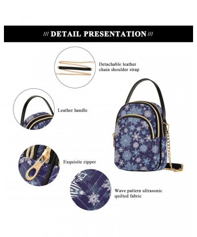 Snowflakes Christmas Multi Pockets Crossbody Bags for Women Zip Cell Phone Purse Wallet Bag with Detachable Shoulder Strap Ha...