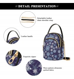 Snowflakes Christmas Multi Pockets Crossbody Bags for Women Zip Cell Phone Purse Wallet Bag with Detachable Shoulder Strap Ha...