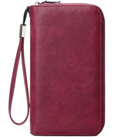 PU Leather Zip Around Wallet Clutch RFID Blocking Zipper Purse Cards Notes Coins Wallet (Color : Wine red) Wine red $12.80 Wa...