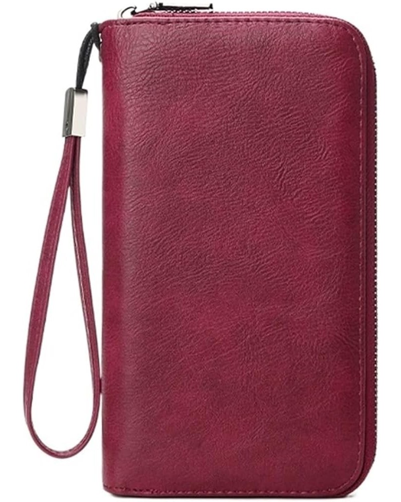 PU Leather Zip Around Wallet Clutch RFID Blocking Zipper Purse Cards Notes Coins Wallet (Color : Wine red) Wine red $12.80 Wa...