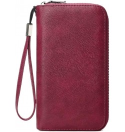 PU Leather Zip Around Wallet Clutch RFID Blocking Zipper Purse Cards Notes Coins Wallet (Color : Wine red) Wine red $12.80 Wa...