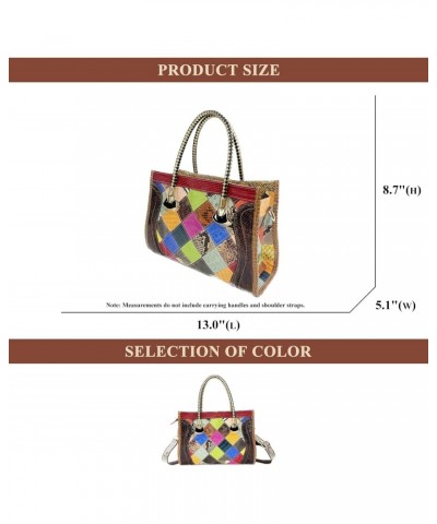 Genuine Leather Handbag Fashion Patent Leather Handmade Square Stitching Top Handle Satchel Purse Shoulder Bags $43.81 Satchels