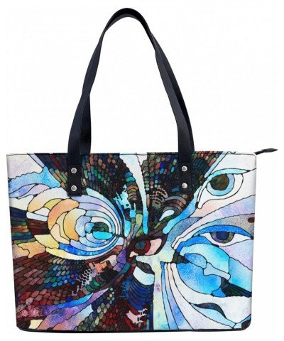 Stained Glass Fragment Illustration Tote Bag Lightweight Handbag for Shopping Gym Hiking Travel Pool Yoga Shoulder Bag with O...