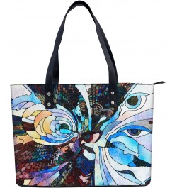 Stained Glass Fragment Illustration Tote Bag Lightweight Handbag for Shopping Gym Hiking Travel Pool Yoga Shoulder Bag with O...